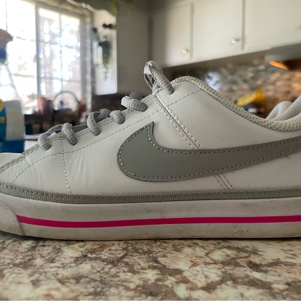 Nike White and Gray Sneakers with Pink Accent
